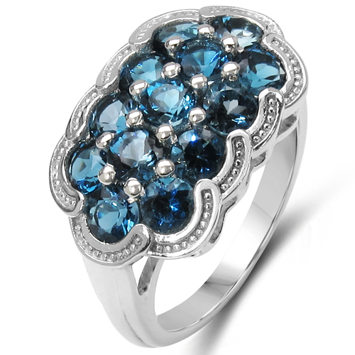Rings-2.47 Carat Genuine Blue Topaz .925 Sterling Silver Ring