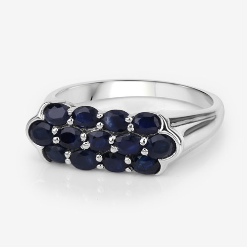 2.60 Carat Genuine Blue Sapphire .925 Sterling Silver Ring