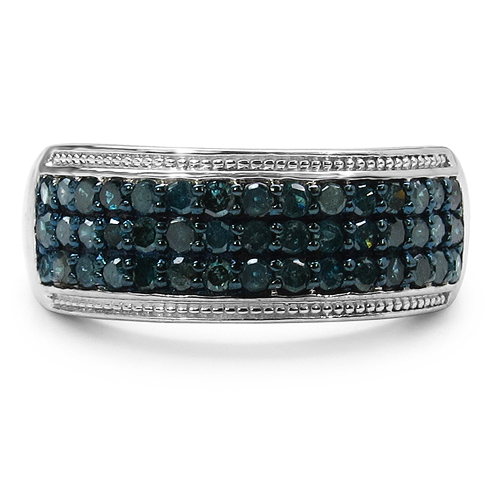 0.68 Carat Genuine Blue Diamond .925 Sterling Silver Ring
