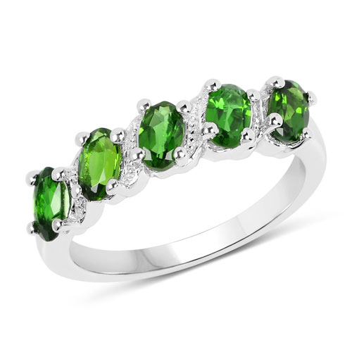 Rings-1.10 Carat Genuine Chrome Diopside .925 Sterling Silver Ring