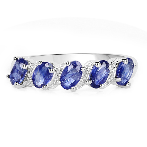 1.75 Carat Genuine Glass Filled Sapphire .925 Sterling Silver Ring