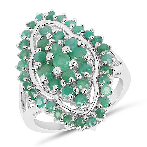 Emerald-1.74 Carat Genuine Emerald .925 Sterling Silver Ring