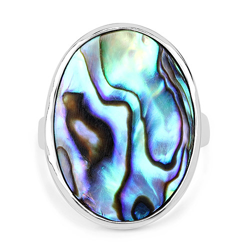 13.80 Carat Genuine Abalone .925 Sterling Silver Ring