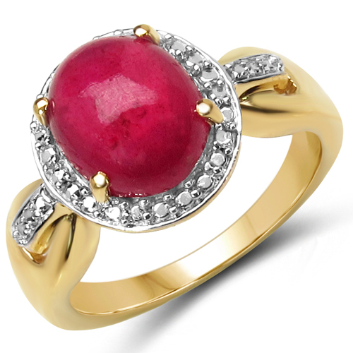 Ruby-14K Yellow Gold Plated 4.63 Carat Genuine Ruby .925 Sterling Silver Ring