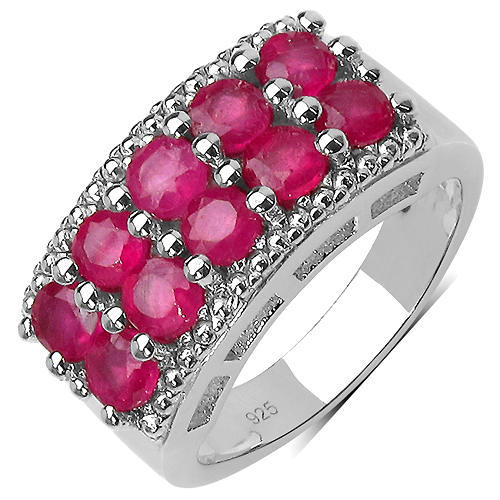 Ruby-2.30 Carat Glass Filled Ruby .925 Sterling Silver Ring