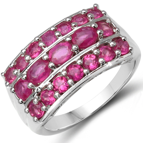 Ruby-2.04 Carat Genuine Glass Filled Ruby .925 Sterling Silver Ring