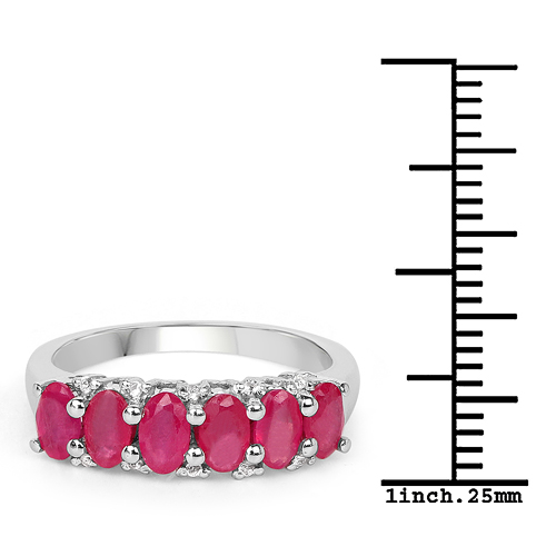 1.91 Carat Genuine Glass Filled Ruby & White Topaz .925 Sterling Silver Ring