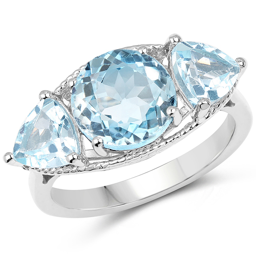 Rings-4.65 Carat Genuine Blue Topaz .925 Sterling Silver Ring