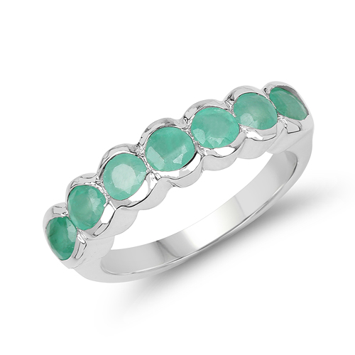 Emerald-1.19 Carat Genuine Emerald .925 Sterling Silver Ring
