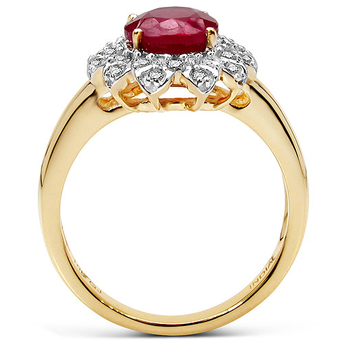 2.66 Carat Genuine Ruby & White Diamond 10K Yellow Gold Ring