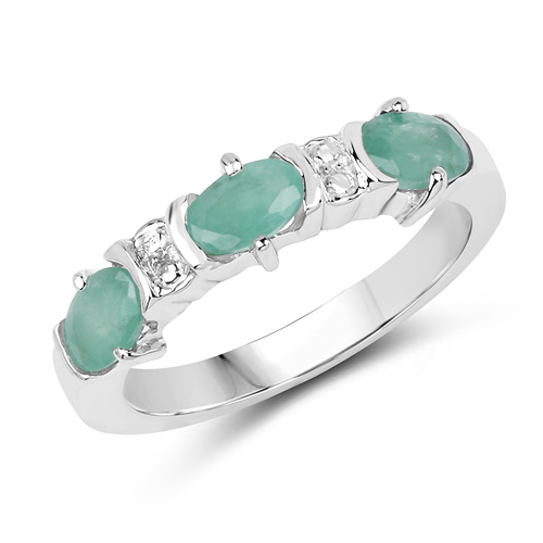 1.26 Carat Genuine Emerald .925 Sterling Silver Ring