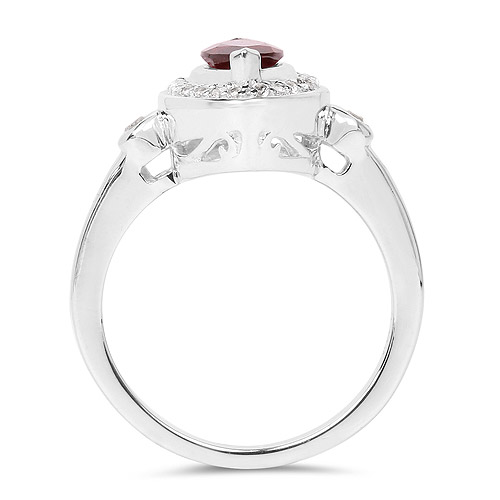 1.48 Carat Genuine Garnet and White Topaz .925 Sterling Silver Ring