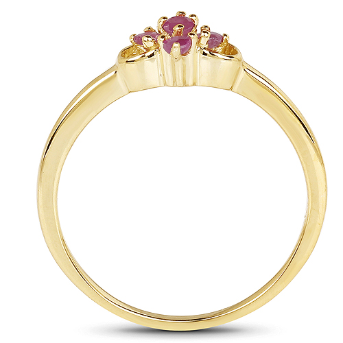 14K Yellow Gold Plated 0.15 Carat Genuine Ruby .925 Sterling Silver Ring