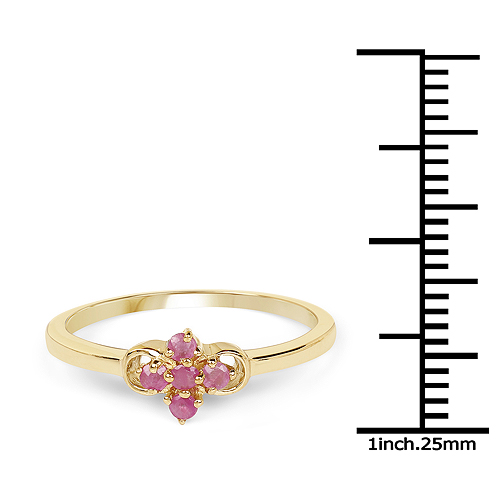 14K Yellow Gold Plated 0.15 Carat Genuine Ruby .925 Sterling Silver Ring
