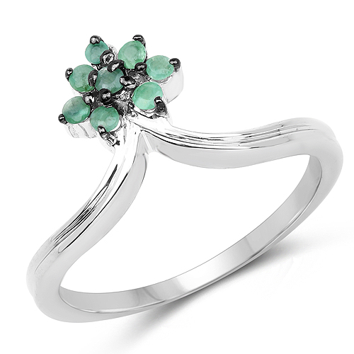 Emerald-0.14 Carat Genuine Emerald .925 Sterling Silver Ring