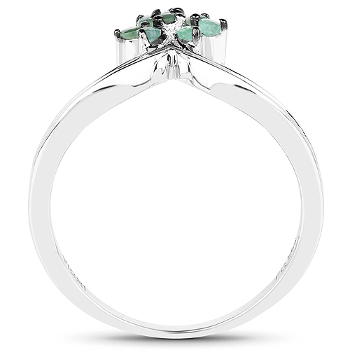 0.14 Carat Genuine Emerald .925 Sterling Silver Ring