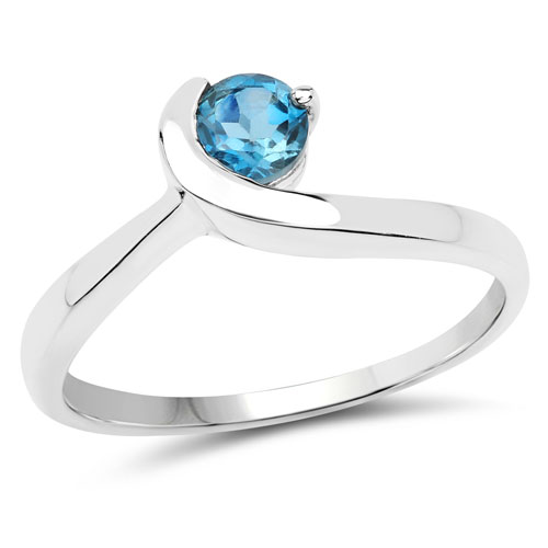 Rings-0.42 Carat Genuine London Blue Topaz .925 Sterling Silver Ring