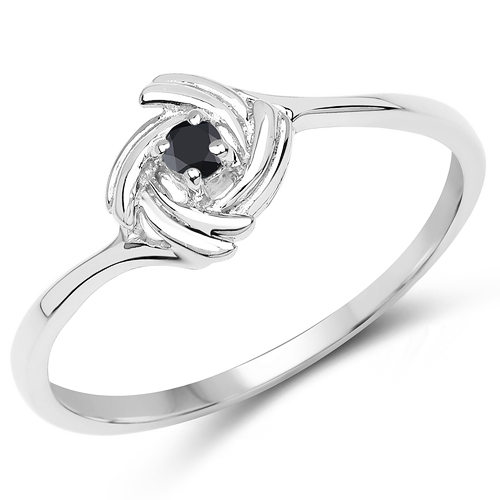 Diamond-0.04 Carat Genuine Black Diamond .925 Sterling Silver Ring
