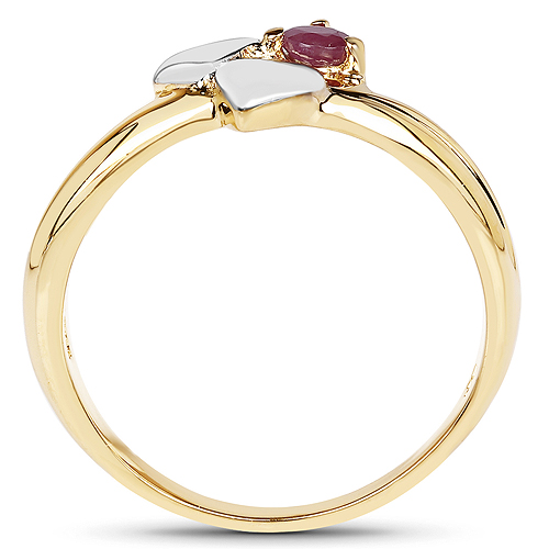 Two Tone Plated 0.18 Carat Genuine Ruby .925 Sterling Silver Ring