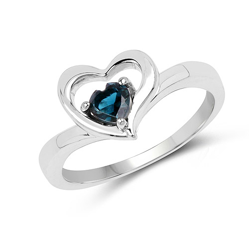 Rings-0.45 Carat Genuine Blue Topaz .925 Sterling Silver Ring