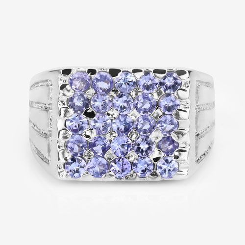 1.75 Carat Genuine Tanzanite .925 Sterling Silver Ring