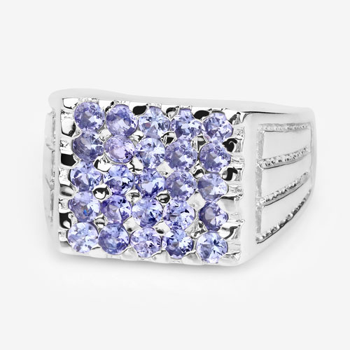 1.75 Carat Genuine Tanzanite .925 Sterling Silver Ring