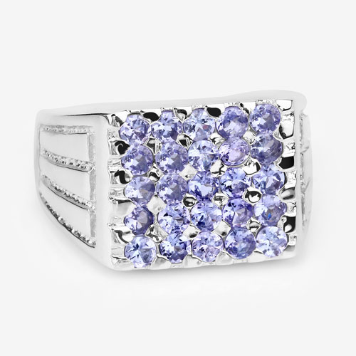 1.75 Carat Genuine Tanzanite .925 Sterling Silver Ring