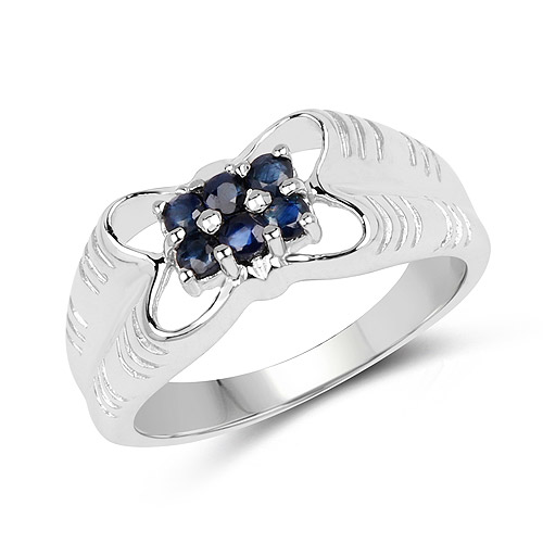 Sapphire-0.36 Carat Genuine Blue Sapphire .925 Sterling Silver Ring
