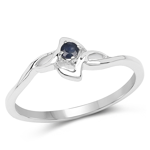 0.07 Carat Genuine Blue Sapphire .925 Sterling Silver Ring