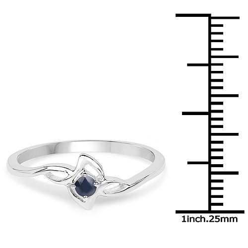 0.07 Carat Genuine Blue Sapphire .925 Sterling Silver Ring