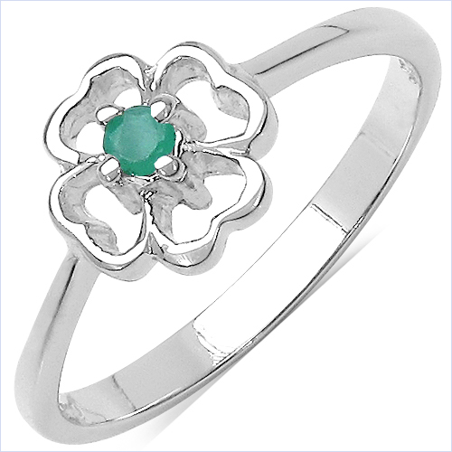 Emerald-0.07 Carat Genuine Emerald .925 Sterling Silver Ring