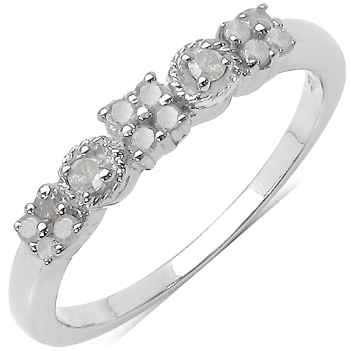 Diamond-0.15 Carat Genuine White Diamond .925 Sterling Silver Ring