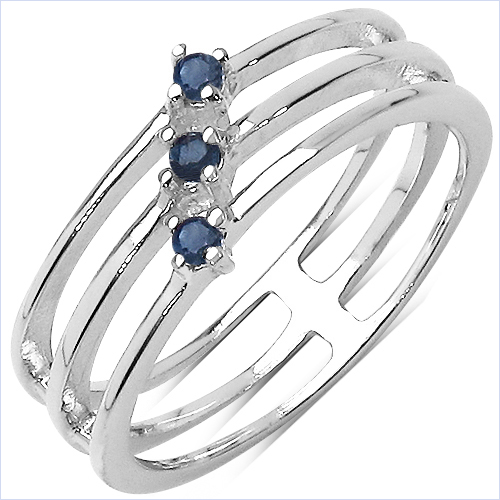 Sapphire-0.11 Carat Genuine Blue Sapphire .925 Sterling Silver Ring