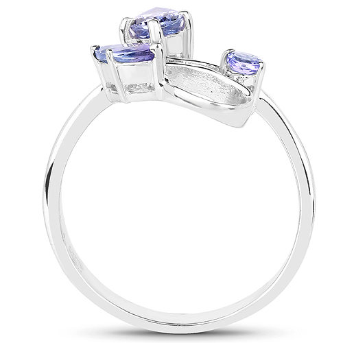0.68 Carat Genuine Tanzanite .925 Sterling Silver Ring