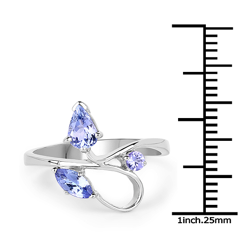 0.68 Carat Genuine Tanzanite .925 Sterling Silver Ring