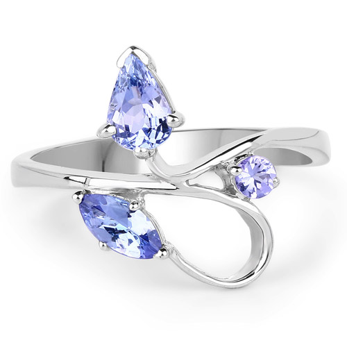 0.68 Carat Genuine Tanzanite .925 Sterling Silver Ring