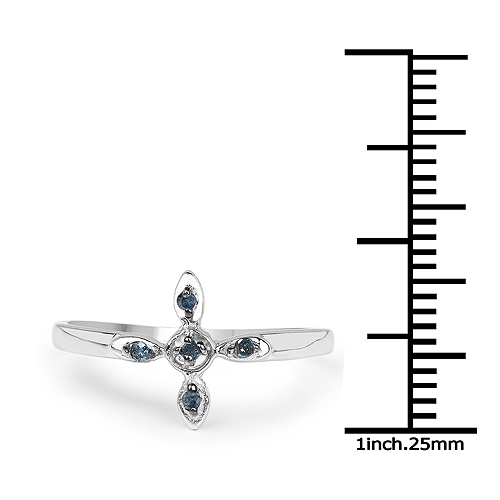 0.05 Carat Genuine Blue Diamond .925 Sterling Silver Ring