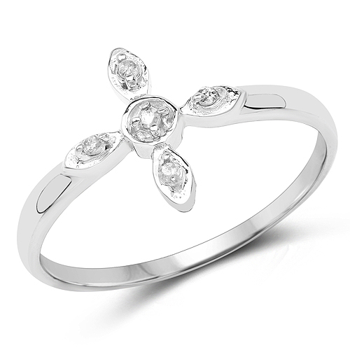Diamond-0.05 Carat Genuine White Diamond .925 Sterling Silver Ring