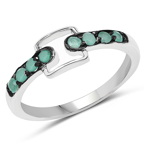 Emerald-0.40 Carat Genuine Emerald .925 Sterling Silver Ring