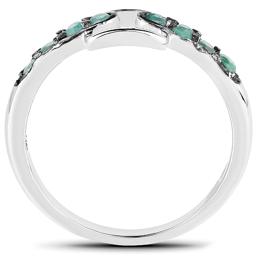 0.40 Carat Genuine Emerald .925 Sterling Silver Ring