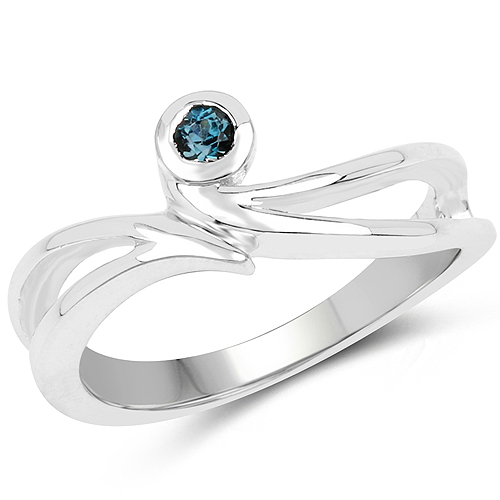Rings-0.12 Carat Genuine London Blue Topaz .925 Sterling Silver Ring
