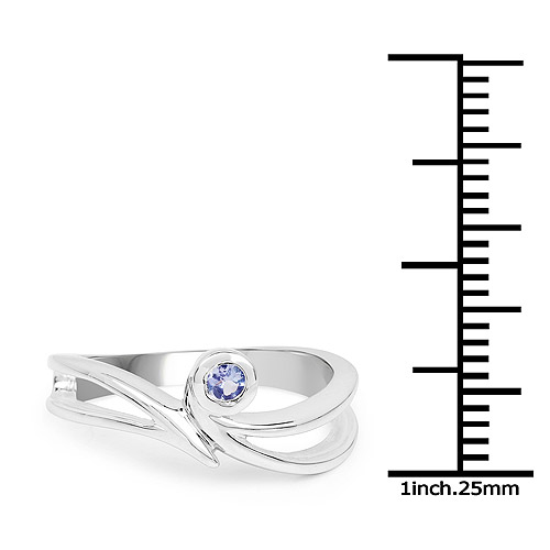 0.10 Carat Genuine Tanzanite .925 Sterling Silver Ring