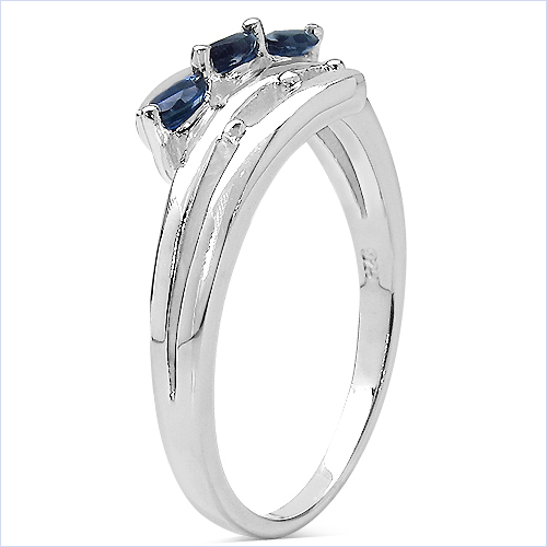0.36 Carat Genuine Blue Sapphire .925 Sterling Silver Ring