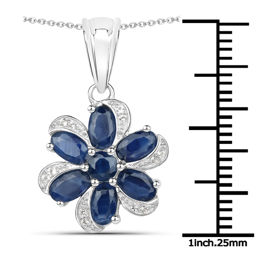 9.12 Carat Genuine Blue Sapphire and White Topaz .925 Sterling Silver 3 Piece Jewelry Set (Ring, Earrings, and Pendant w/ Chain)