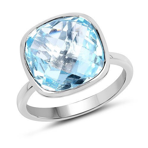 Rings-7.47 Carat Genuine Blue Topaz .925 Sterling Silver Ring