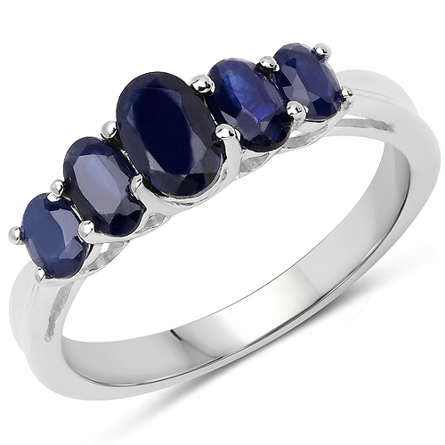 Sapphire-1.32 Carat Genuine Blue Sapphire .925 Sterling Silver Ring Ring