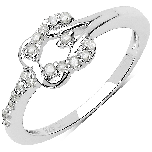 Diamond-0.19 Carat Genuine White Diamond .925 Sterling Silver Ring