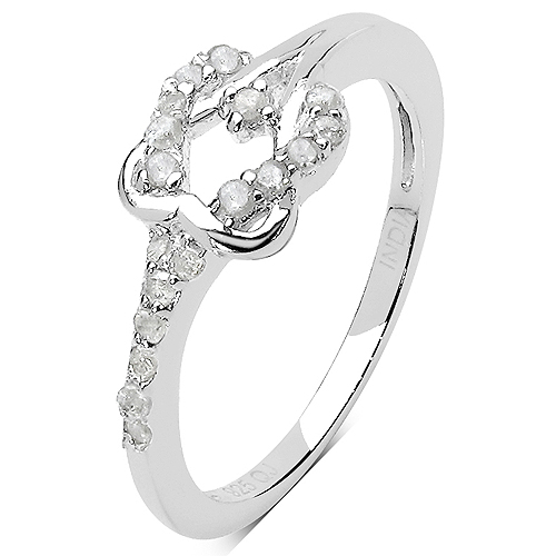 0.19 Carat Genuine White Diamond .925 Sterling Silver Ring