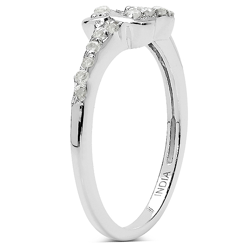 0.19 Carat Genuine White Diamond .925 Sterling Silver Ring