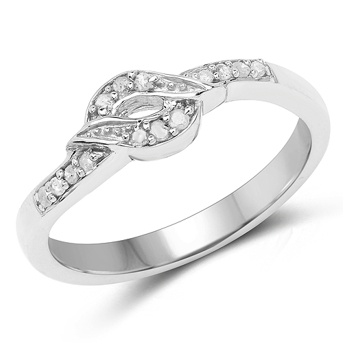Diamond-0.10 Carat Genuine White Diamond .925 Sterling Silver Ring